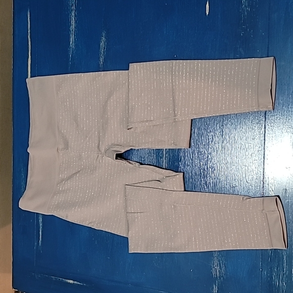 ATHLETA COBBLESTONE GREY SHIMMER STRIPE TIGHTS - Picture 1 of 6